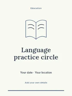 Language practice circle greeting card template · Botanical invitation