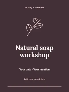 Natural soap workshop greeting card template · Botanical invitation