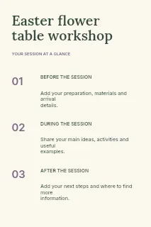 Easter flower table workshop infographic template · Structured infographics