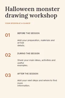 Halloween monster drawing workshop infographic template · Structured infographics