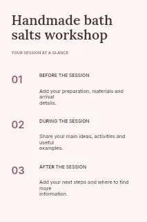 Handmade bath salts workshop infographic template · Structured infographics