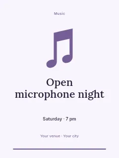 Open microphone night invitation template · Botanical invitation