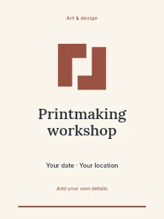 Printmaking workshop invitation template · Botanical invitation