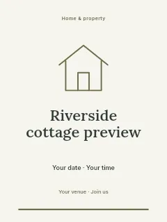 Riverside cottage preview invitation template · Botanical invitation