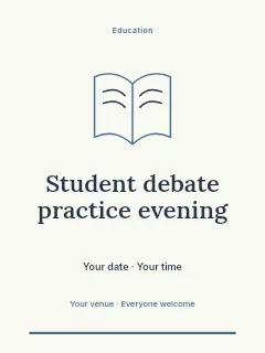 Student debate practice evening invitation template · Botanical invitation
