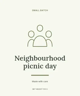 Neighbourhood picnic day label template · Artisan label