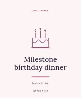 Milestone birthday dinner label template · Artisan label