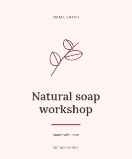 Natural soap workshop label template · Artisan label