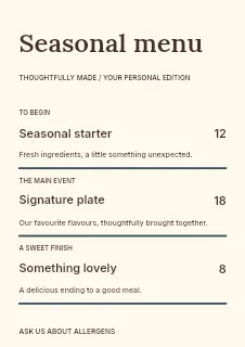 A taste of the coast menu template · Signal 3