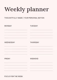 Seasonal treatment menu planner template · Structured planners