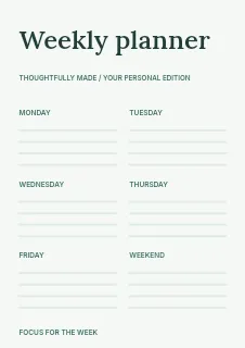 Beginner strength session planner template · Structured planners