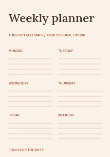 The weekend list planner template · Structured planners