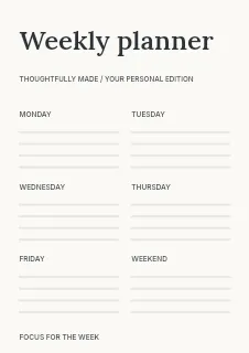 Time, thoughtfully planner template · Structured planners