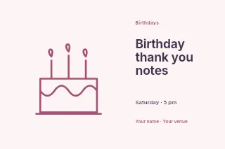 Birthday thank you notes postcard template · Horizontal photo dialogue