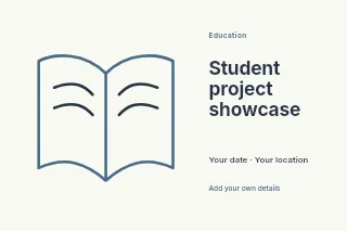 Student project showcase postcard template · Horizontal photo dialogue