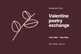 Valentine poetry exchange postcard template · Horizontal photo dialogue