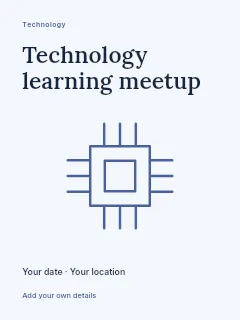 Technology learning meetup poster template · Fine-line cover