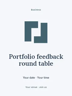 Portfolio feedback round table poster template · Illustrated folio