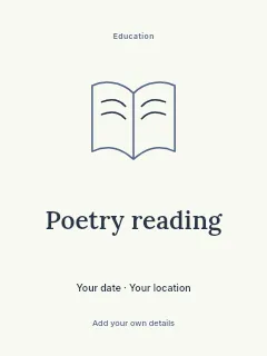 Weekend Poetry Reading poster template · Illustrated folio