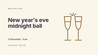 New Year’s Eve midnight ball presentation cover template · Horizontal photo dialogue