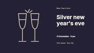 Silver New Year’s Eve presentation cover template · Horizontal photo dialogue