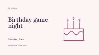 Birthday game night presentation cover template · Horizontal photo dialogue