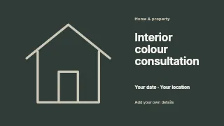 Interior colour consultation presentation cover template · Horizontal photo dialogue