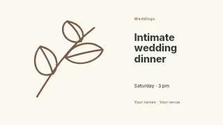 Intimate wedding dinner presentation cover template · Horizontal photo dialogue
