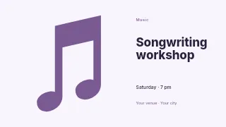 Songwriting workshop presentation cover template · Horizontal photo dialogue