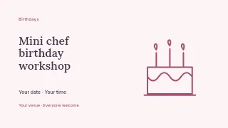Mini chef birthday workshop presentation cover template · Horizontal photo dialogue