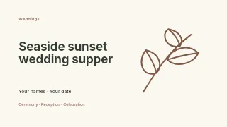Seaside sunset wedding supper presentation cover template · Horizontal photo dialogue