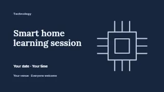 Smart home learning session presentation cover template · Horizontal photo dialogue
