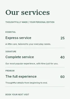 Outdoor adventures price list template · Structured price-lists