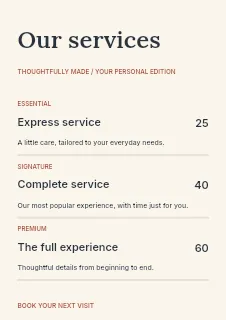 Creative design price list template · Structured price-lists