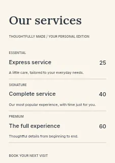 Design price list template · Structured price-lists
