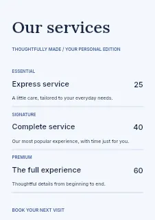 Creative coding workshop price list template · Structured price-lists