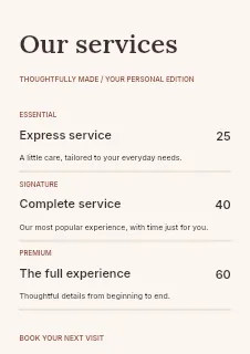 Local makers market price list template · Structured price-lists