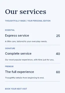 Technology learning meetup price list template · Structured price-lists