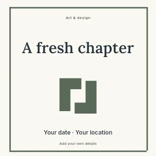 A Fresh Chapter social media post template · Framed editorial