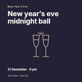 New Year’s Eve midnight ball social media post template · Fine-line cover
