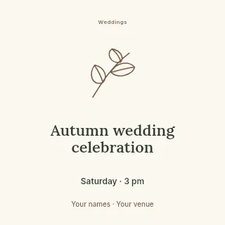Autumn wedding celebration social media post template · Illustrated folio