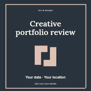 Creative portfolio review social media post template · Framed editorial