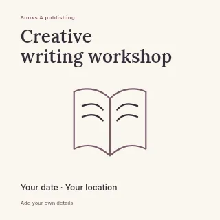 Creative writing workshop social media post template · Fine-line cover