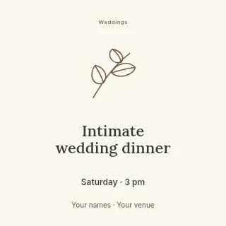 Intimate wedding dinner social media post template · Illustrated folio
