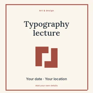 Typography lecture social media post template · Framed editorial