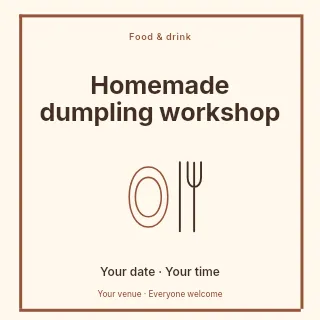 Homemade dumpling workshop social media post template · Framed editorial