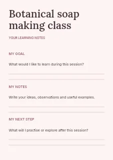 Botanical soap making class worksheet template · Structured worksheets