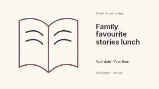 Family favourite stories lunch youtube thumbnail template · Horizontal photo dialogue