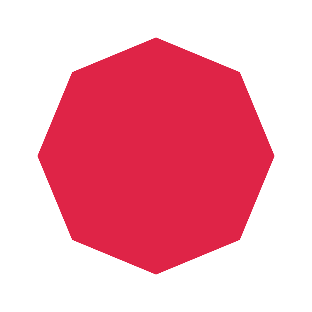 A mathematically regular 8-sided polygon with equally spaced vertices.