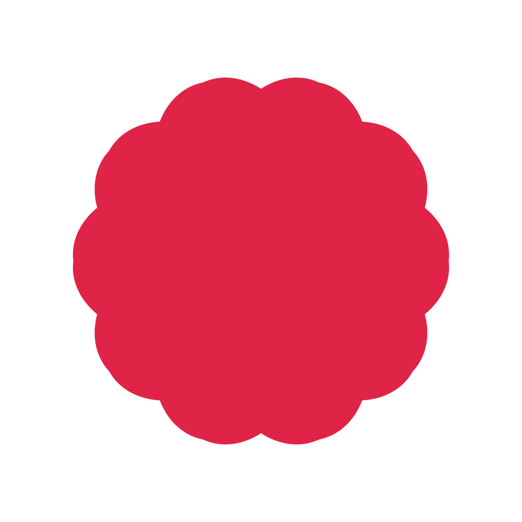 A radial flower has 10 rounded petals arranged around a circular centre.